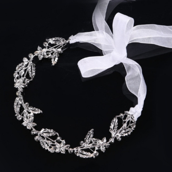 Crystal Tiara Headband Leaf Headpiece Vine bridal - Picture 5 of 8